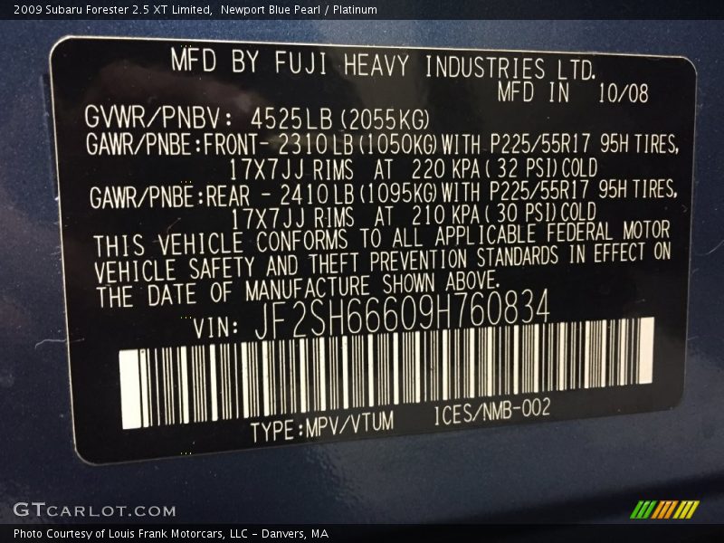 Newport Blue Pearl / Platinum 2009 Subaru Forester 2.5 XT Limited