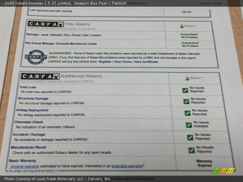 Newport Blue Pearl / Platinum 2009 Subaru Forester 2.5 XT Limited