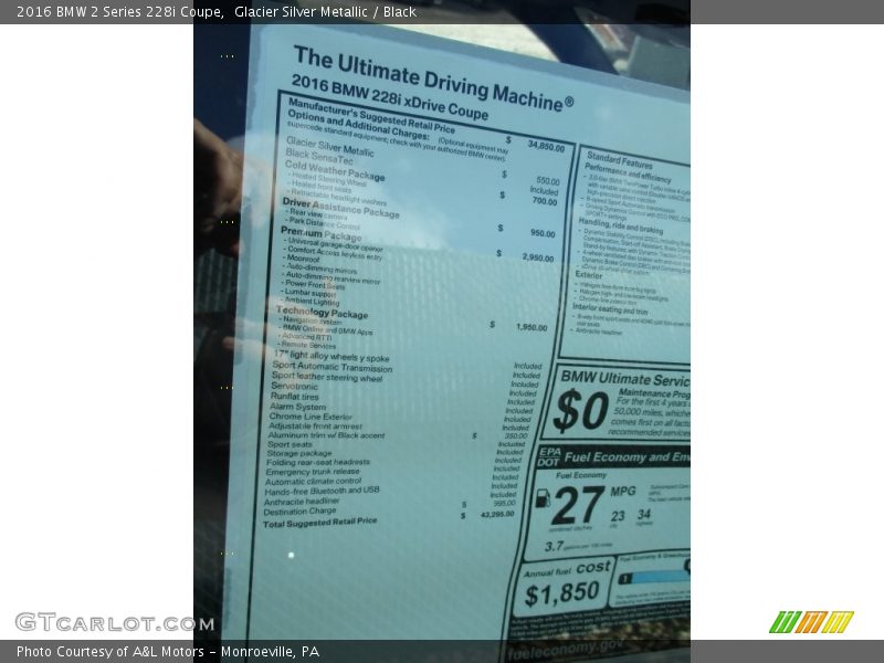  2016 2 Series 228i Coupe Window Sticker