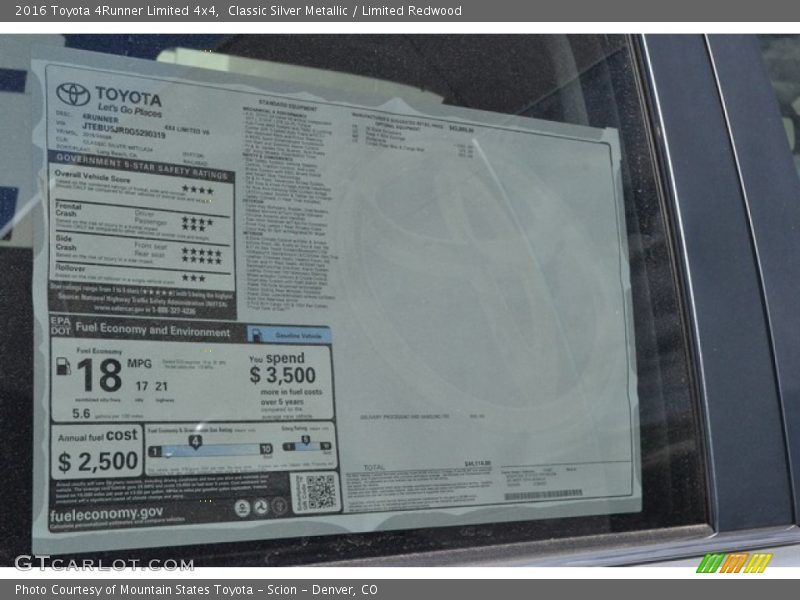 Classic Silver Metallic / Limited Redwood 2016 Toyota 4Runner Limited 4x4