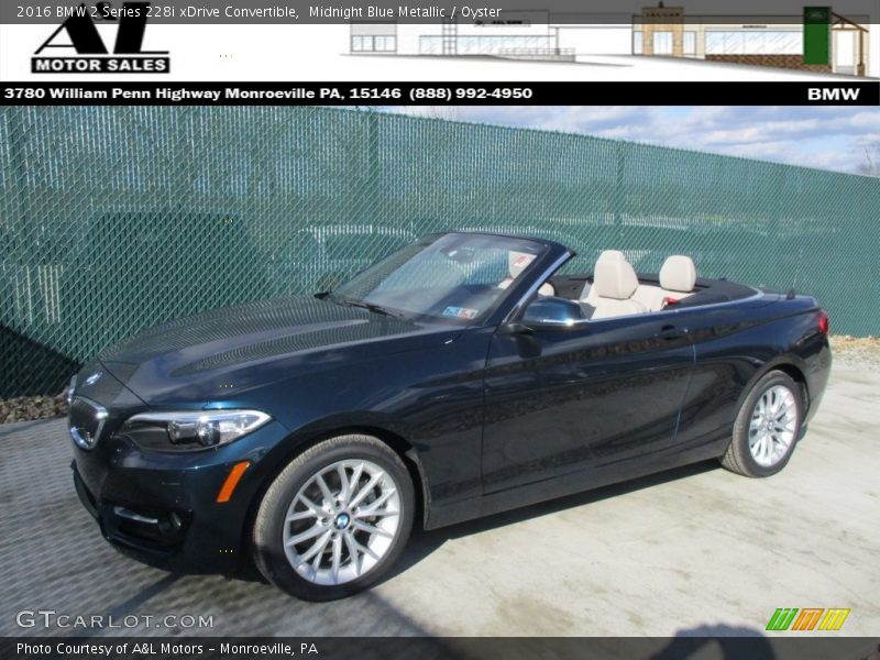 Midnight Blue Metallic / Oyster 2016 BMW 2 Series 228i xDrive Convertible
