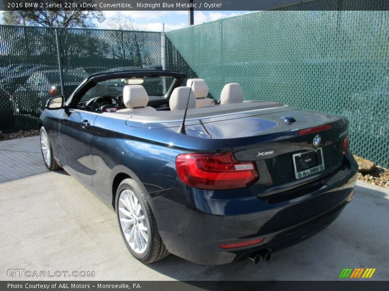 Midnight Blue Metallic / Oyster 2016 BMW 2 Series 228i xDrive Convertible