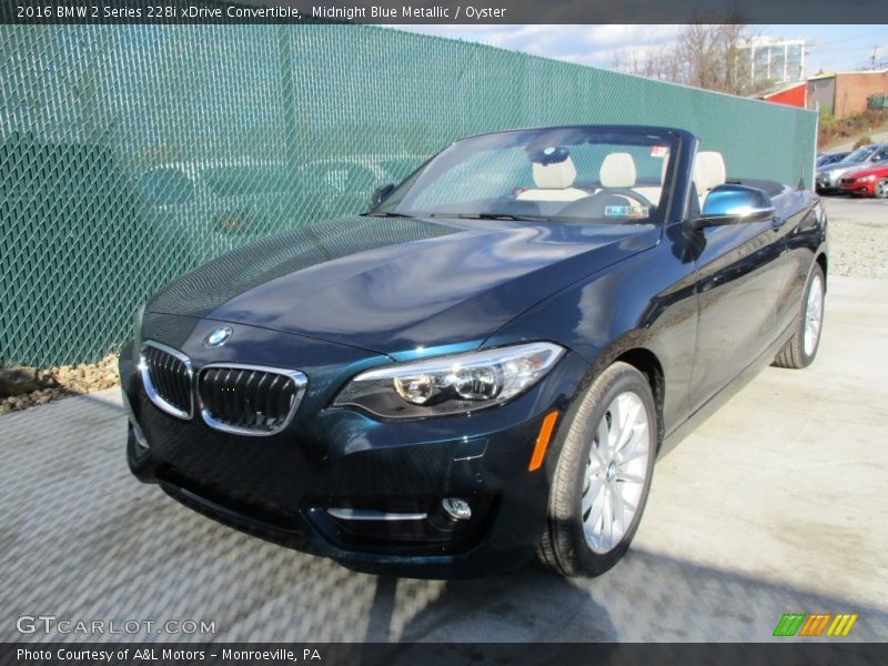 Midnight Blue Metallic / Oyster 2016 BMW 2 Series 228i xDrive Convertible