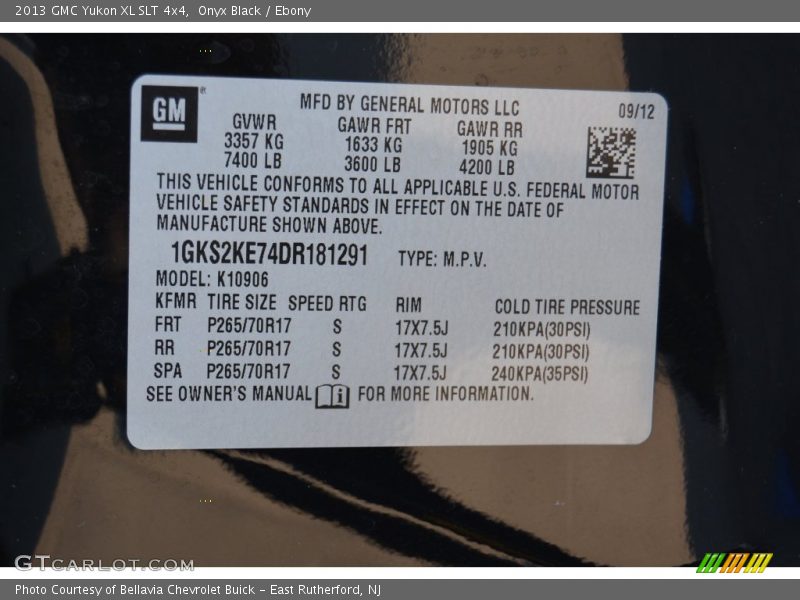 Onyx Black / Ebony 2013 GMC Yukon XL SLT 4x4