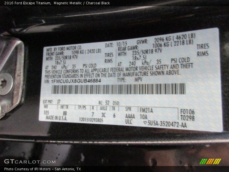 Magnetic Metallic / Charcoal Black 2016 Ford Escape Titanium