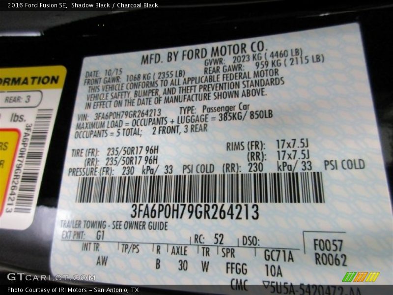 Shadow Black / Charcoal Black 2016 Ford Fusion SE