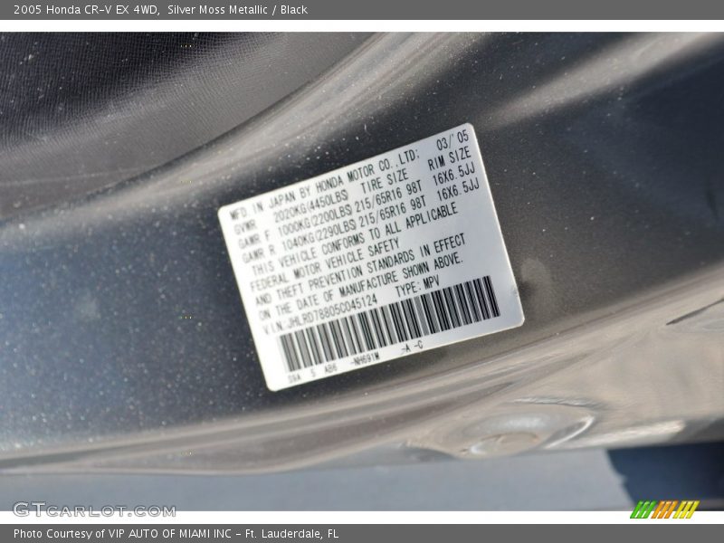 Silver Moss Metallic / Black 2005 Honda CR-V EX 4WD