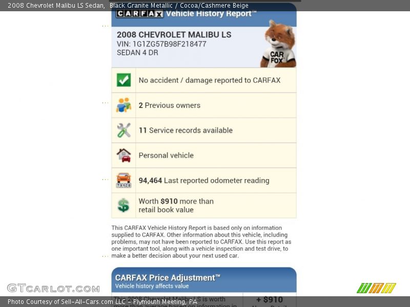 Black Granite Metallic / Cocoa/Cashmere Beige 2008 Chevrolet Malibu LS Sedan