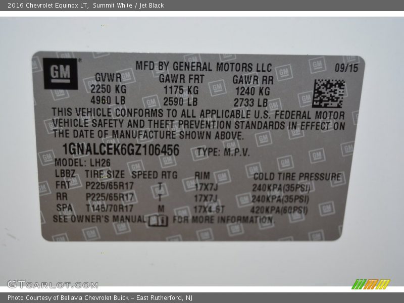 Summit White / Jet Black 2016 Chevrolet Equinox LT