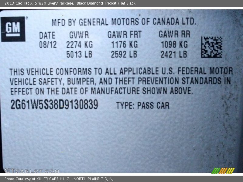 Black Diamond Tricoat / Jet Black 2013 Cadillac XTS W20 Livery Package