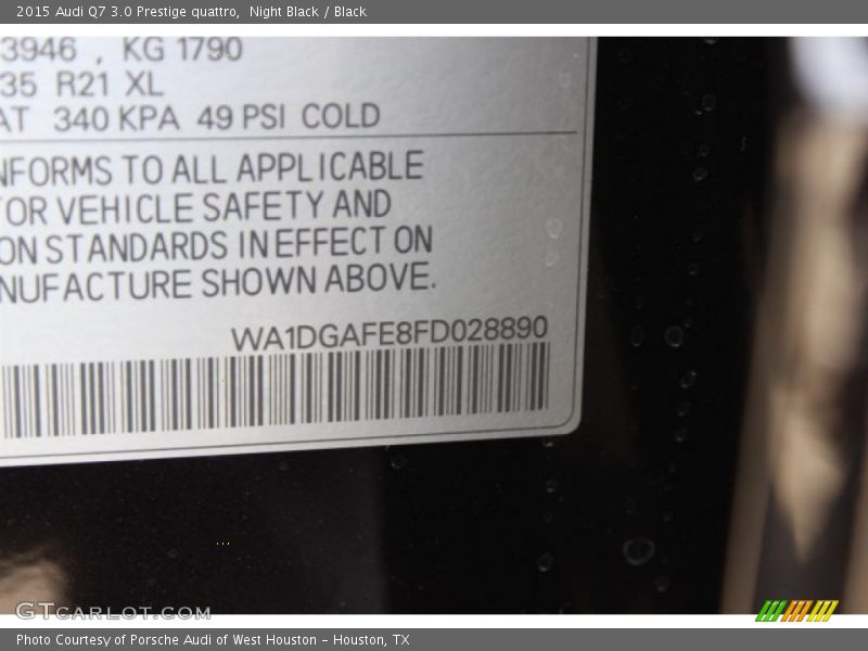 Night Black / Black 2015 Audi Q7 3.0 Prestige quattro