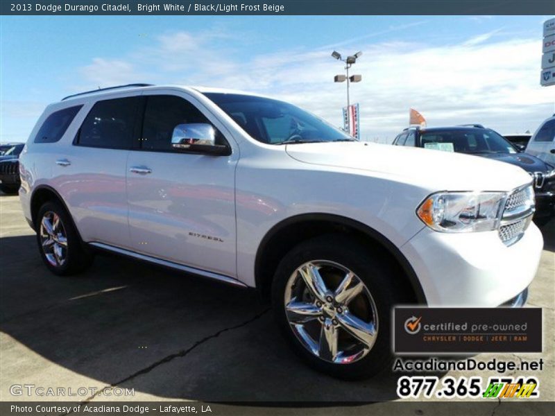 Bright White / Black/Light Frost Beige 2013 Dodge Durango Citadel