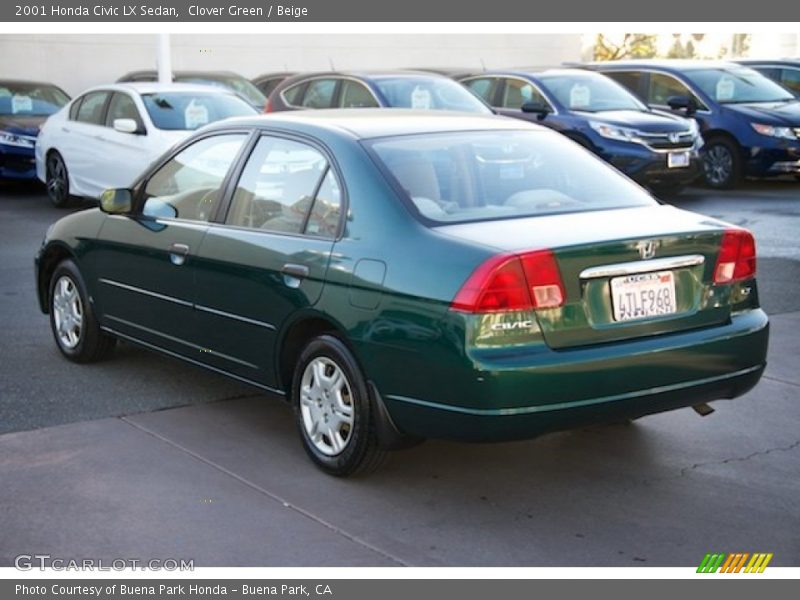 Clover Green / Beige 2001 Honda Civic LX Sedan