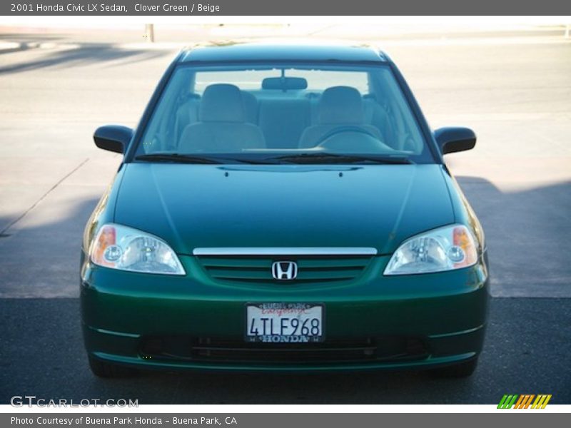 Clover Green / Beige 2001 Honda Civic LX Sedan