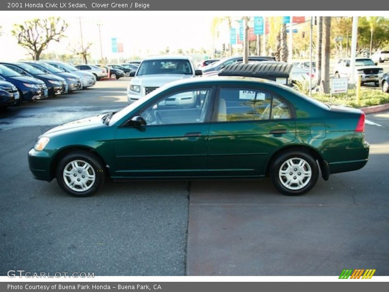 Clover Green / Beige 2001 Honda Civic LX Sedan