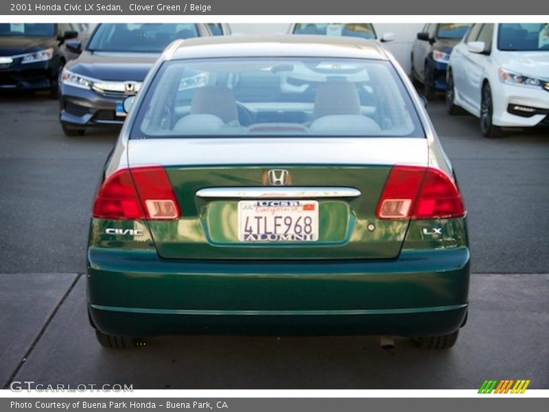 Clover Green / Beige 2001 Honda Civic LX Sedan