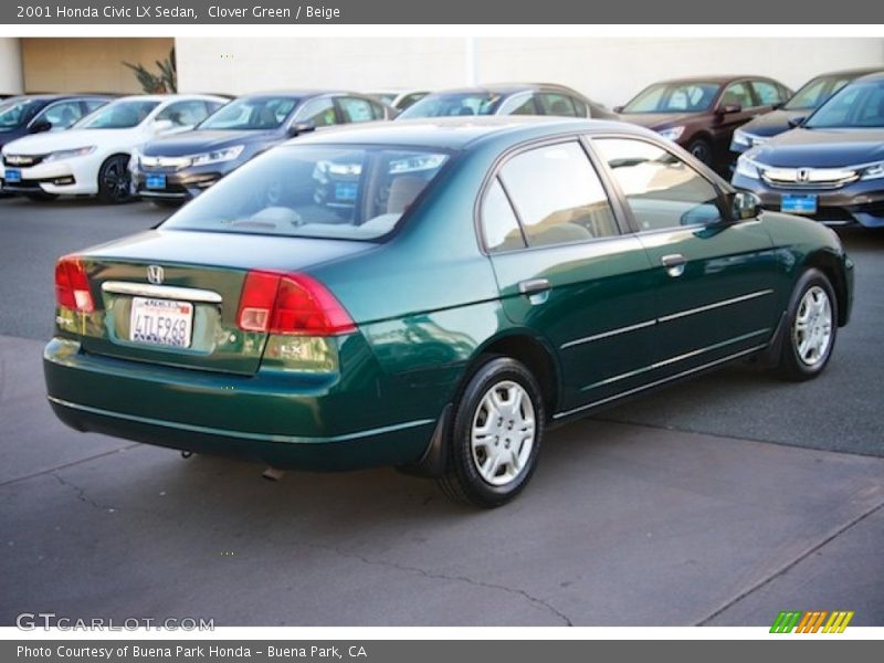 Clover Green / Beige 2001 Honda Civic LX Sedan
