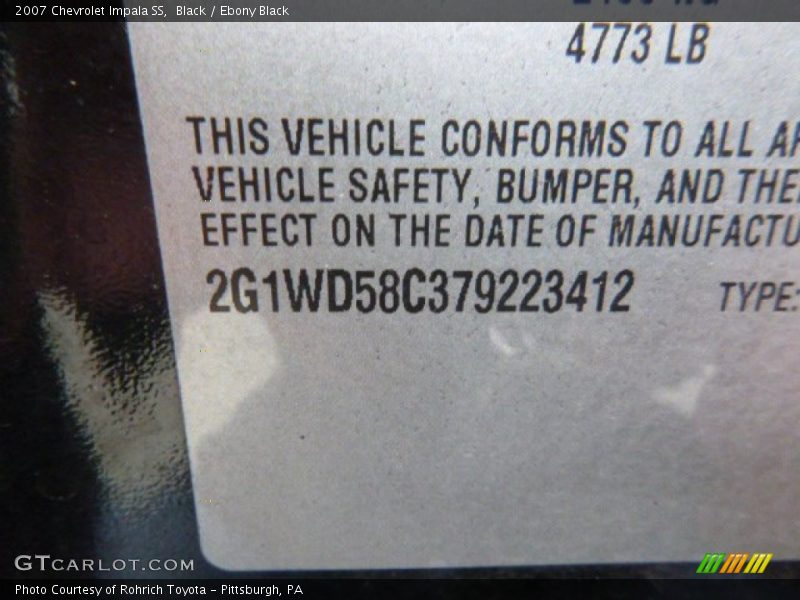 Black / Ebony Black 2007 Chevrolet Impala SS