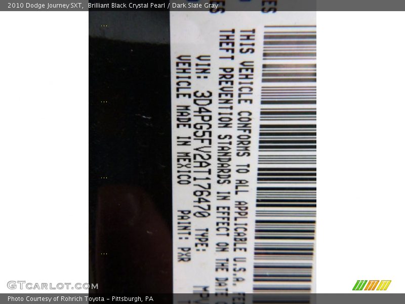 Brilliant Black Crystal Pearl / Dark Slate Gray 2010 Dodge Journey SXT
