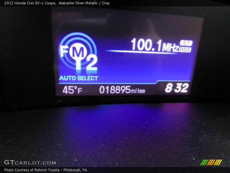 Alabaster Silver Metallic / Gray 2012 Honda Civic EX-L Coupe