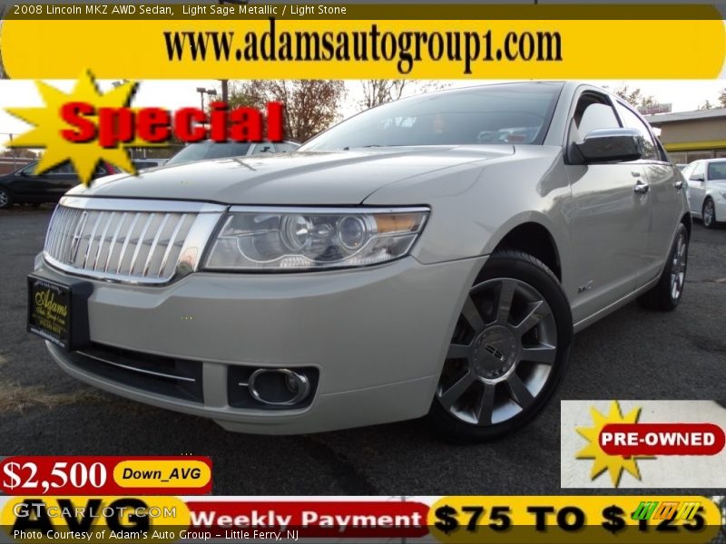 Light Sage Metallic / Light Stone 2008 Lincoln MKZ AWD Sedan