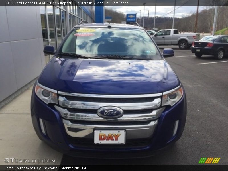 Deep Impact Blue Metallic / Medium Light Stone 2013 Ford Edge SEL AWD