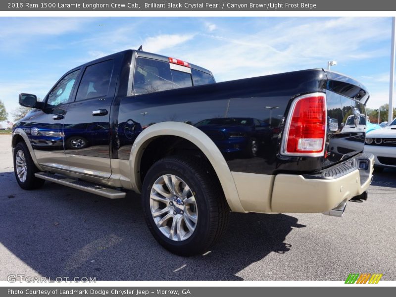 Brilliant Black Crystal Pearl / Canyon Brown/Light Frost Beige 2016 Ram 1500 Laramie Longhorn Crew Cab
