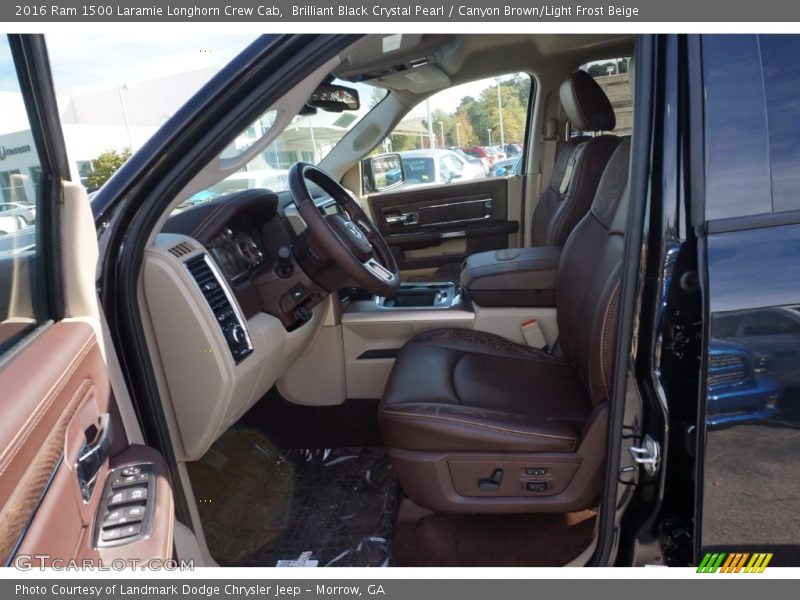 Brilliant Black Crystal Pearl / Canyon Brown/Light Frost Beige 2016 Ram 1500 Laramie Longhorn Crew Cab