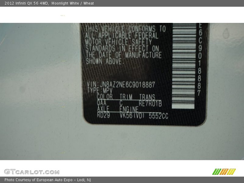 Moonlight White / Wheat 2012 Infiniti QX 56 4WD
