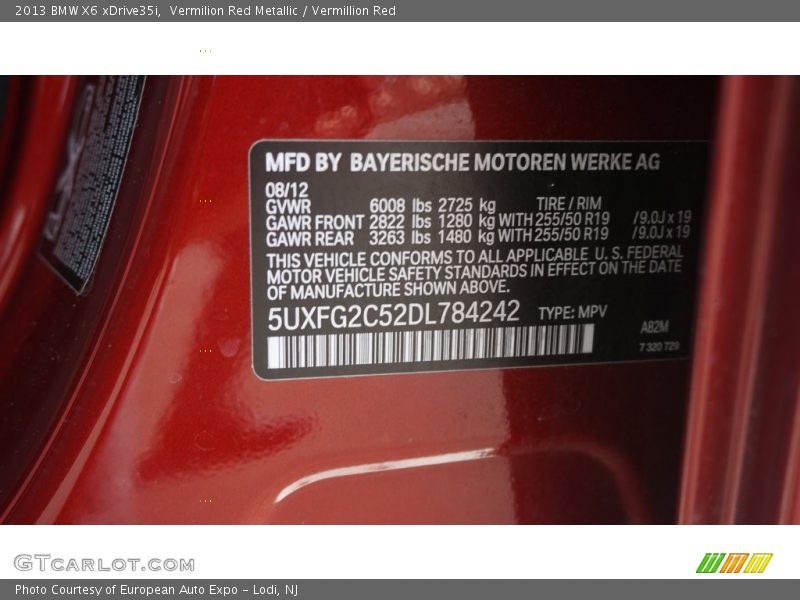 Vermilion Red Metallic / Vermillion Red 2013 BMW X6 xDrive35i