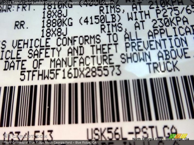 Magnetic Gray Metallic / Graphite 2013 Toyota Tundra Limited CrewMax 4x4