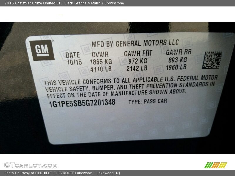 Black Granite Metallic / Brownstone 2016 Chevrolet Cruze Limited LT