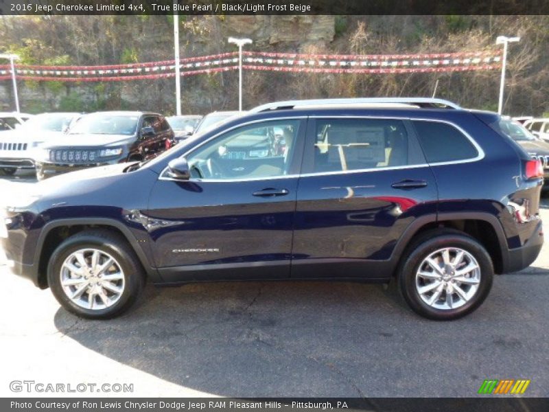 True Blue Pearl / Black/Light Frost Beige 2016 Jeep Cherokee Limited 4x4