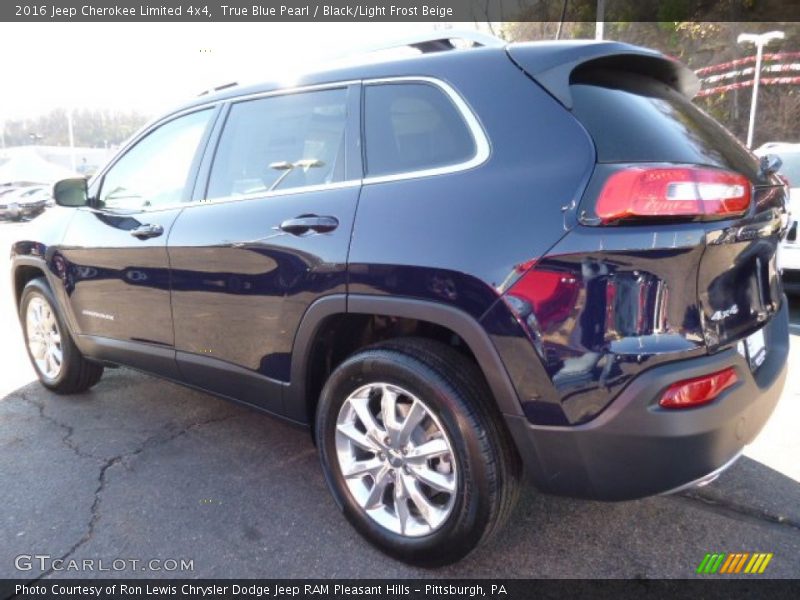 True Blue Pearl / Black/Light Frost Beige 2016 Jeep Cherokee Limited 4x4