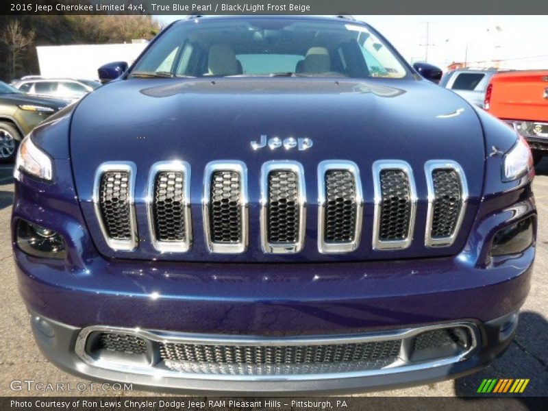 True Blue Pearl / Black/Light Frost Beige 2016 Jeep Cherokee Limited 4x4