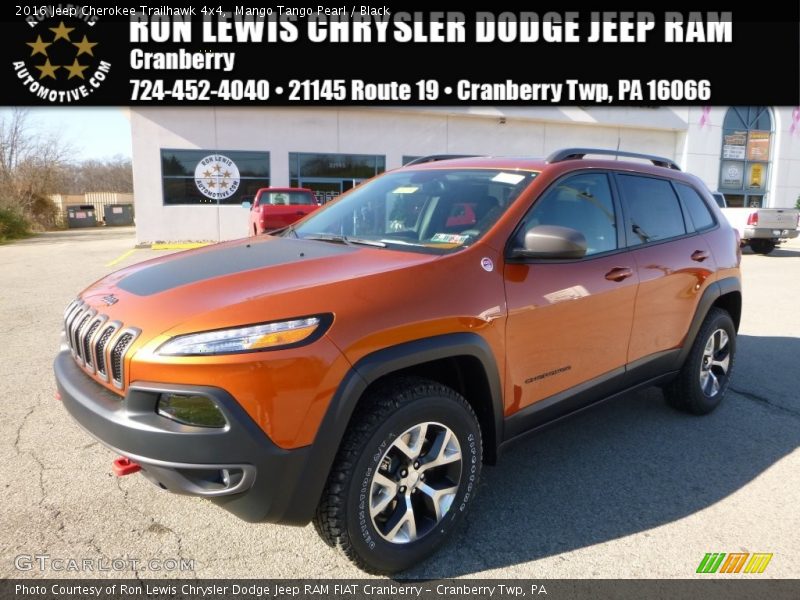 Mango Tango Pearl / Black 2016 Jeep Cherokee Trailhawk 4x4