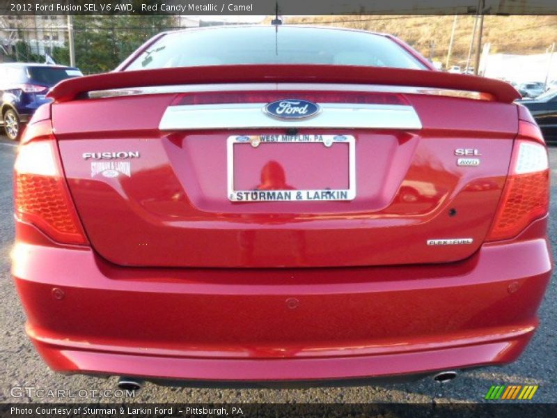 Red Candy Metallic / Camel 2012 Ford Fusion SEL V6 AWD