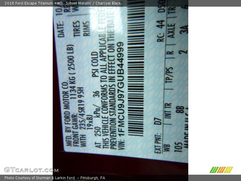 Sunset Metallic / Charcoal Black 2016 Ford Escape Titanium 4WD