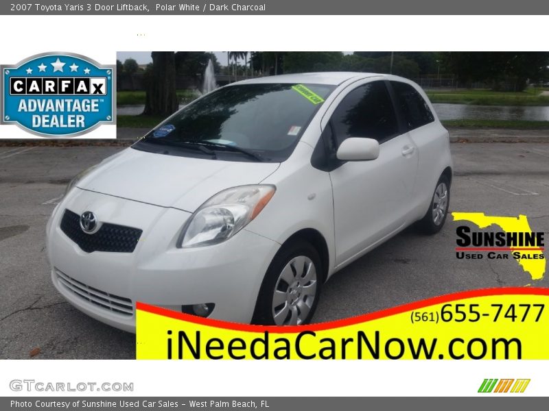 Polar White / Dark Charcoal 2007 Toyota Yaris 3 Door Liftback