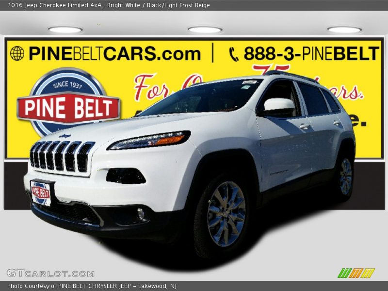 Bright White / Black/Light Frost Beige 2016 Jeep Cherokee Limited 4x4