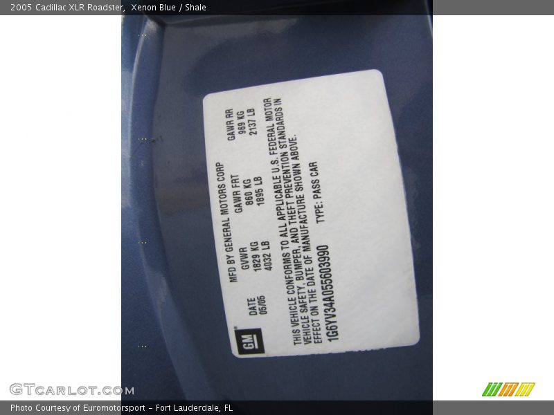 Xenon Blue / Shale 2005 Cadillac XLR Roadster