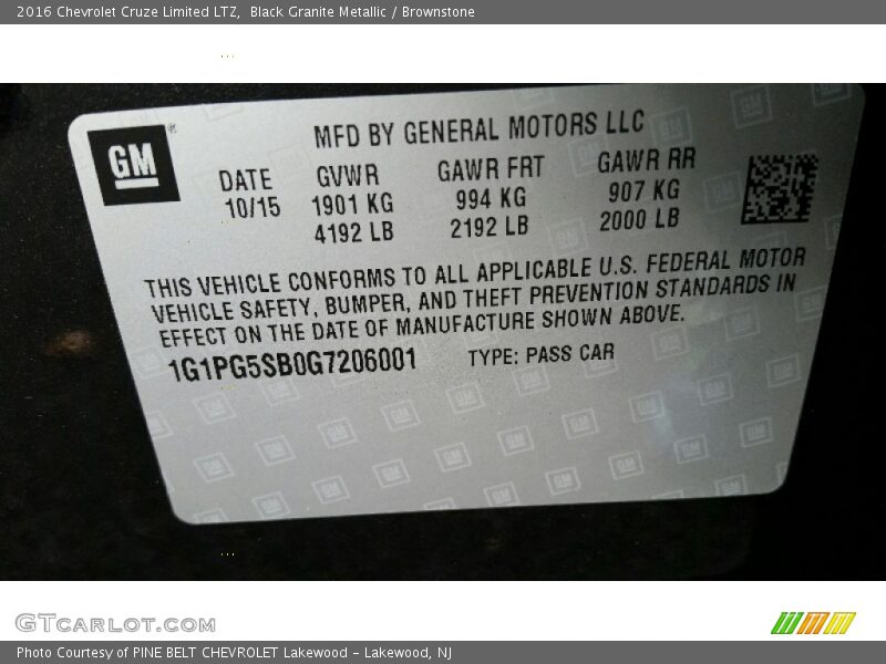 Black Granite Metallic / Brownstone 2016 Chevrolet Cruze Limited LTZ