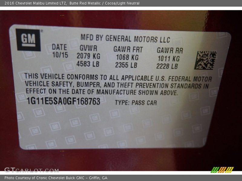 Butte Red Metallic / Cocoa/Light Neutral 2016 Chevrolet Malibu Limited LTZ