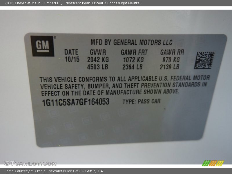 Iridescent Pearl Tricoat / Cocoa/Light Neutral 2016 Chevrolet Malibu Limited LT