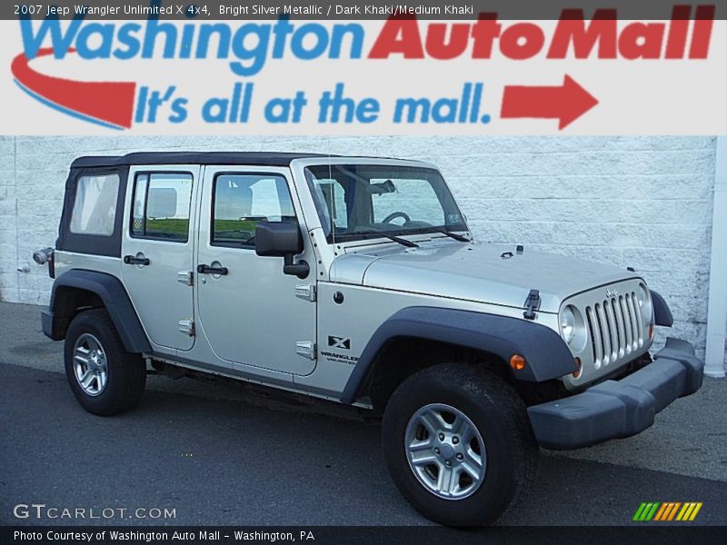 Bright Silver Metallic / Dark Khaki/Medium Khaki 2007 Jeep Wrangler Unlimited X 4x4