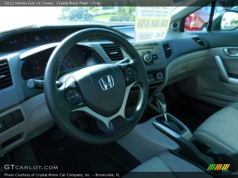 Crystal Black Pearl / Gray 2012 Honda Civic LX Coupe