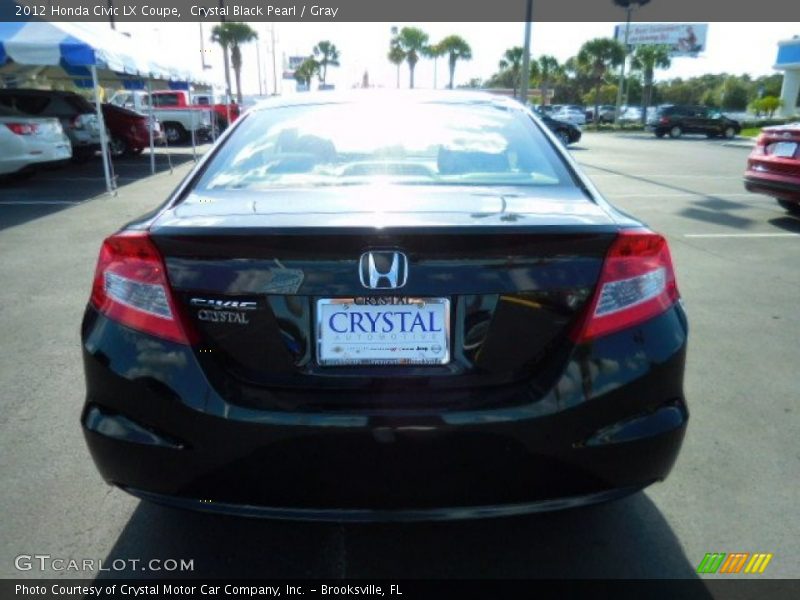 Crystal Black Pearl / Gray 2012 Honda Civic LX Coupe