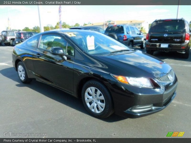 Crystal Black Pearl / Gray 2012 Honda Civic LX Coupe