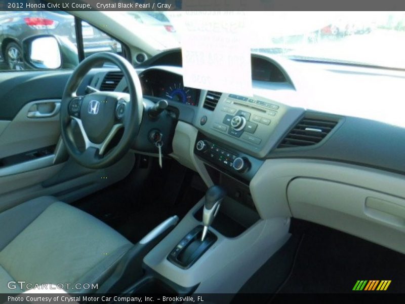 Crystal Black Pearl / Gray 2012 Honda Civic LX Coupe