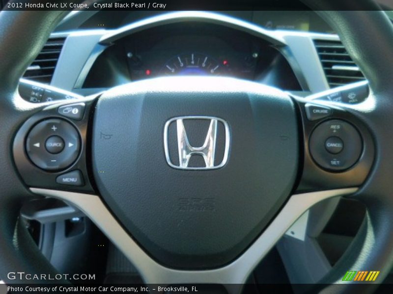 Crystal Black Pearl / Gray 2012 Honda Civic LX Coupe